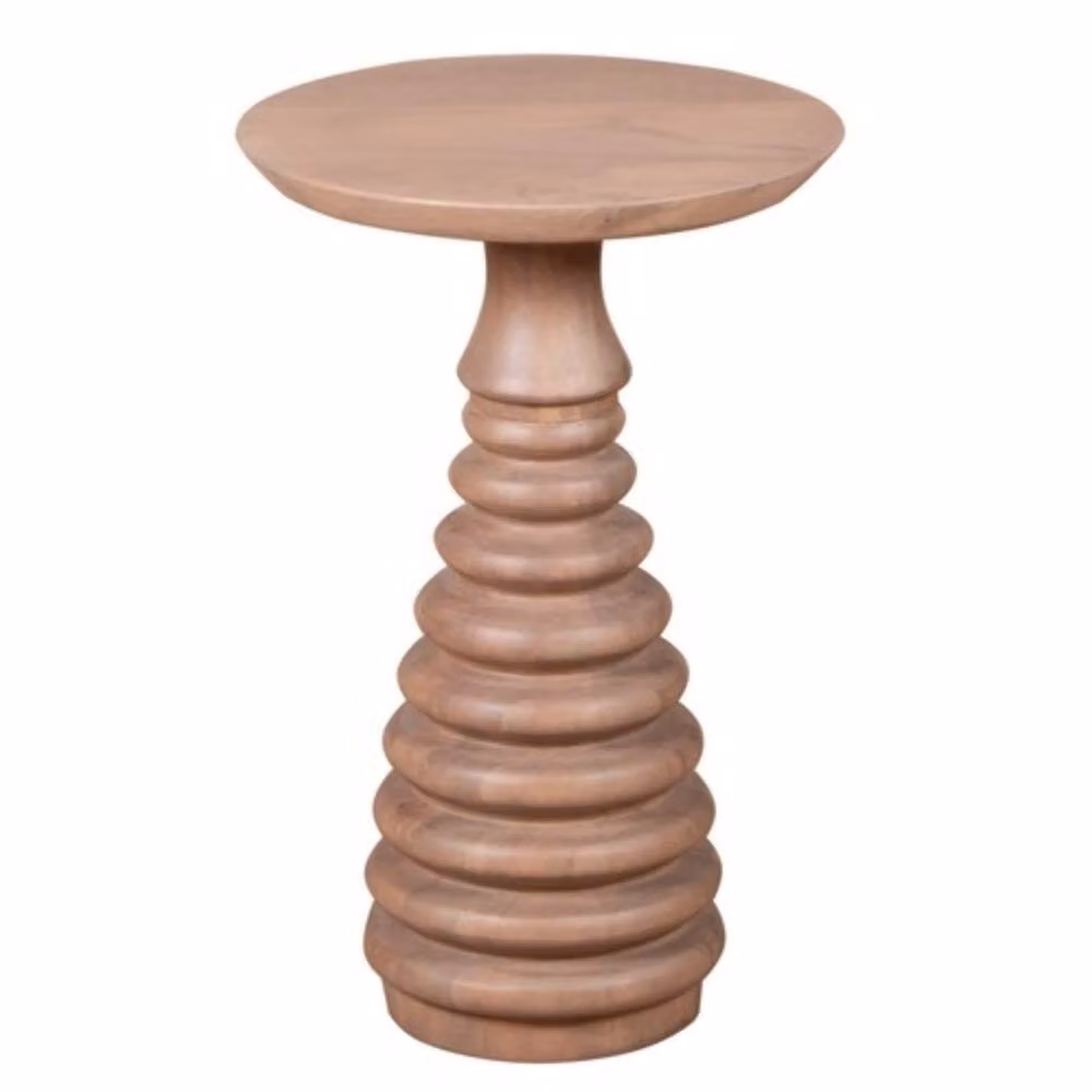 Wyld Haus Chicago Round Mango Wood Side Table in Brown – 2
