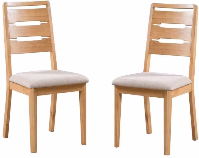 Cheshire Ardell Premium Dining Chairs, Set of 2, Light Oak and Beige Fabric