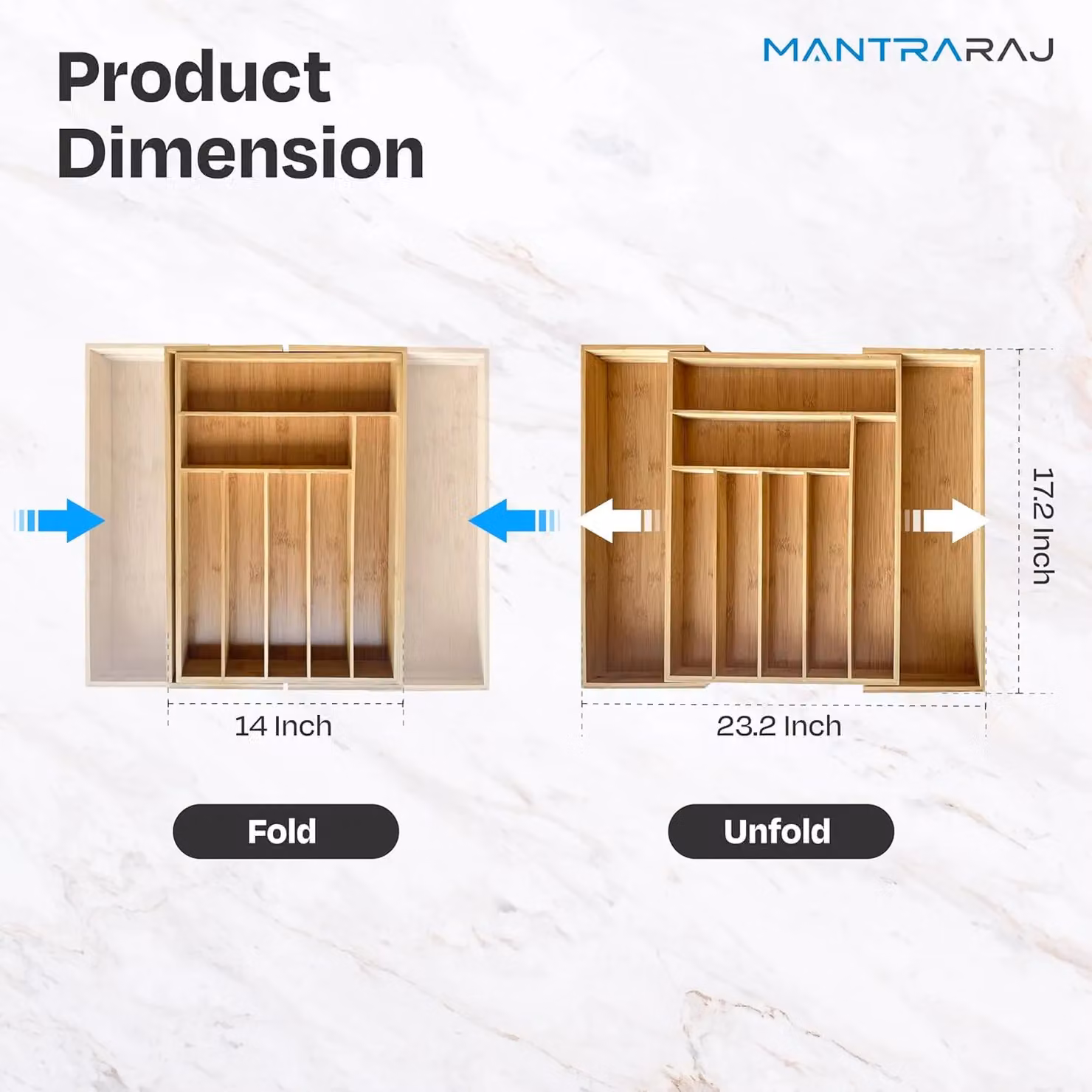 MANTRARAJ Expandable Bamboo Kitchen Cutlery Drawer Organiser Tray in Brown – 2