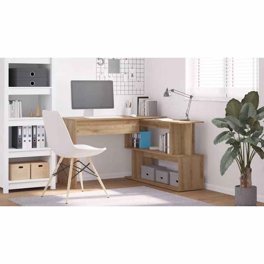 Berkfield Home Artisan Oak Corner Desk in Brown, W/D/H: 200.5 x 50 x 76 cm – 3