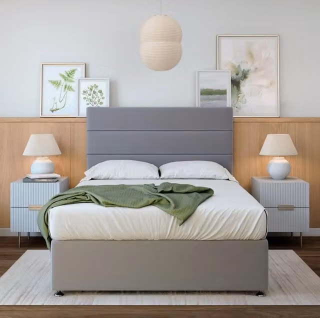 Bedmaster Plush Velvet Divan Base in Silver, King Size