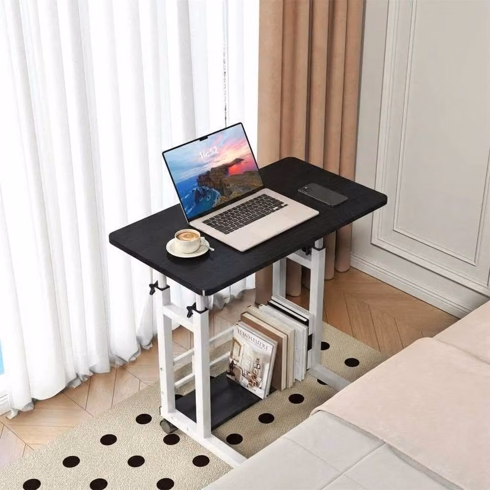 Havendro Adjustable Height Mobile Overbed Laptop Computer Desk with Tilting Top and Castors, Black – 3