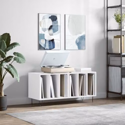 vidaXL Classic Record Cabinet in White MDF, W/D/H: 100 x 38 x 48 cm – 2
