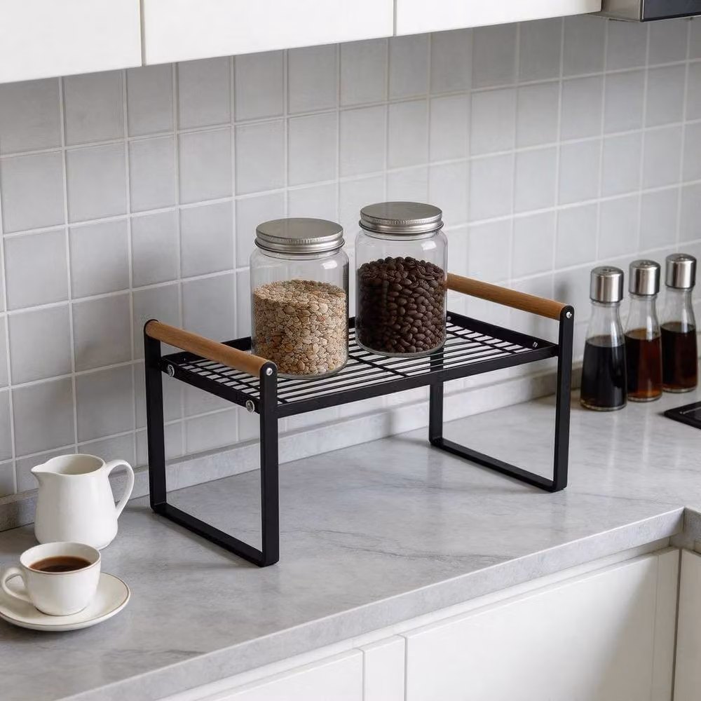 Kelvenix XL Large Cupboard Storage Rack and Spice Holder Shelf, Black, W: 53.5 cm, D: 20.5 cm, H: 20.0 cm – 3
