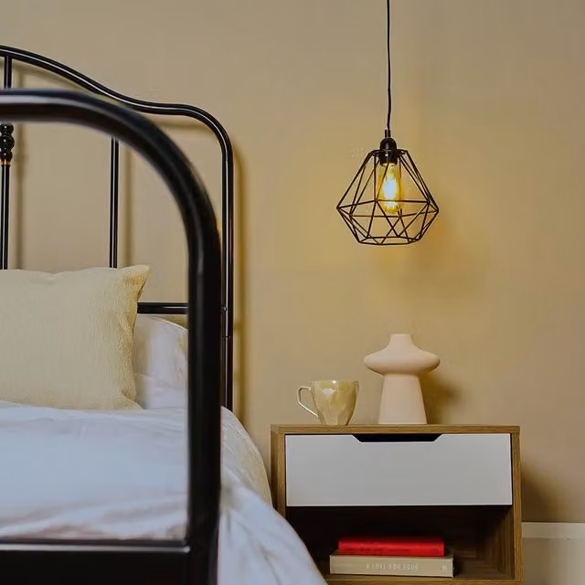 ValueLights Pair of Retro Black Metal Geometric Basket Cage Lantern Pendant Light Shades
