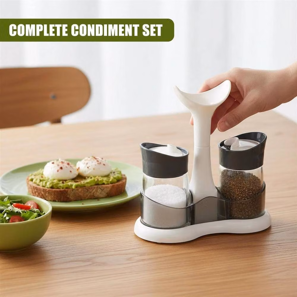 SPETLEK Multicolour Glass Salt and Pepper Shaker Set with Stand – 2