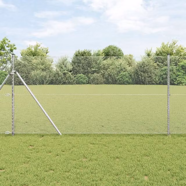 Berkfield Home Silver Galvanised Steel Hexagon Trellis Fence – 1