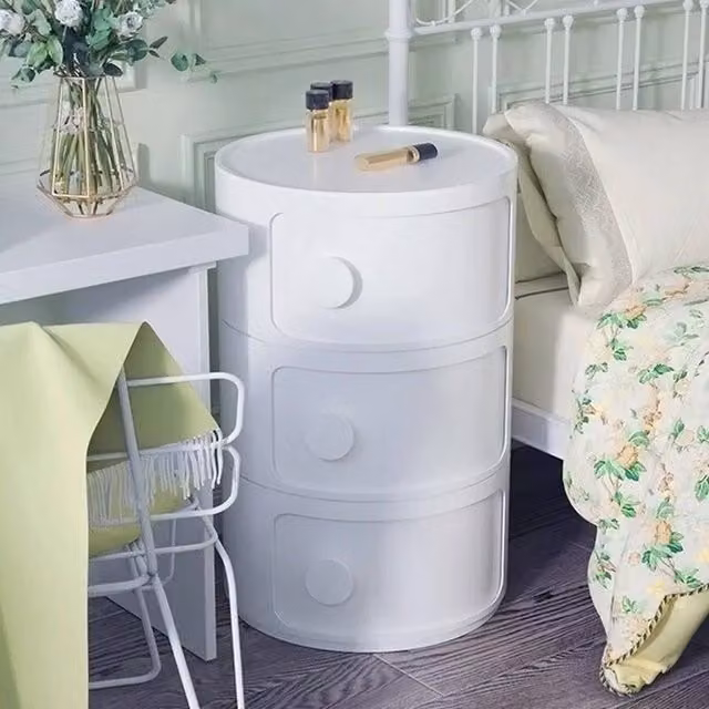 EONLION White 3 Drawer Bedside Cabinet Table