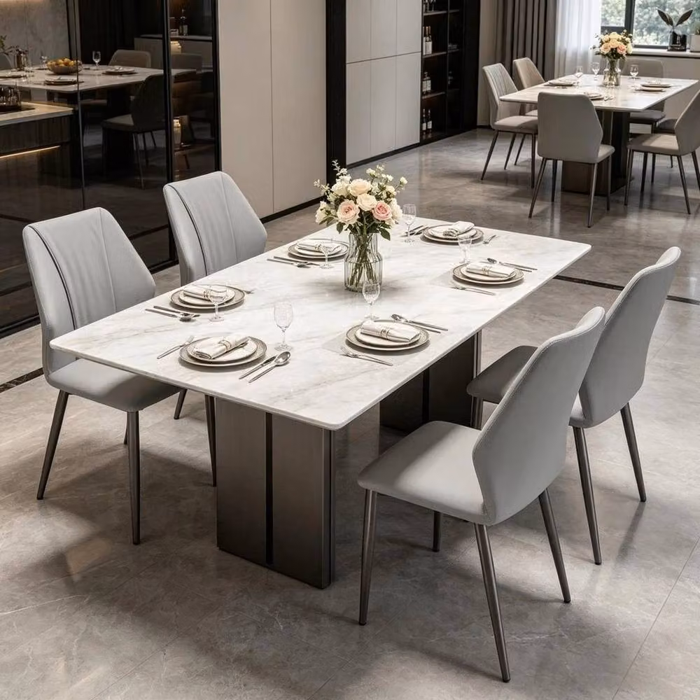 NESTLUNE Set of 2 Dark Grey Luxury Kitchen Accent Side Chairs in Synthetic Leather – 3