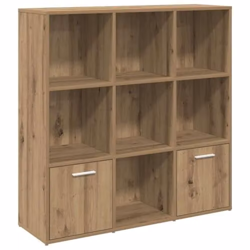 vidaXL Artisan Oak Book Cabinet in Brown with Hinged Doors and Internal Shelves, W/D/H: 98 x 29 x 97.5 cm