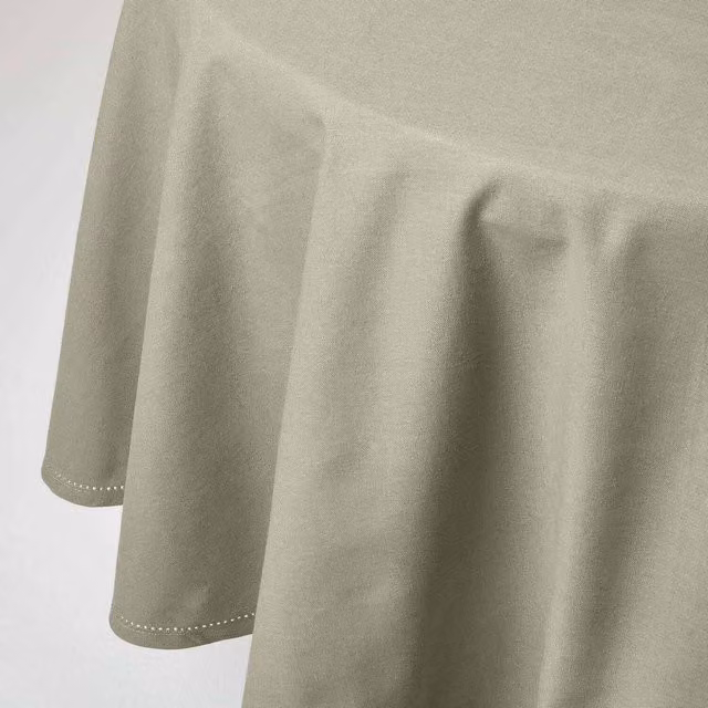 Homescapes Plain Round Cotton Tablecloth in Grey