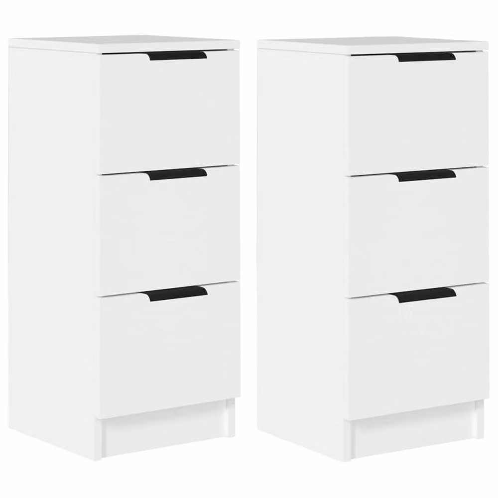 Berkfield Home Set of 2 White Matt MDF Sideboards, W/D/H: 30 x 30 x 70 cm – 2