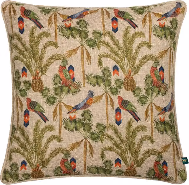 Akamba Multicolour Tropical Palm Tree Floral Polyester Square Cushion