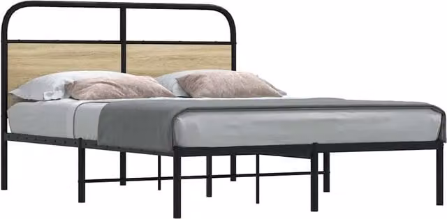 Berkfield Home Sonoma Oak Bed Frame in Brown, W/D/H: 140 x 190 cm