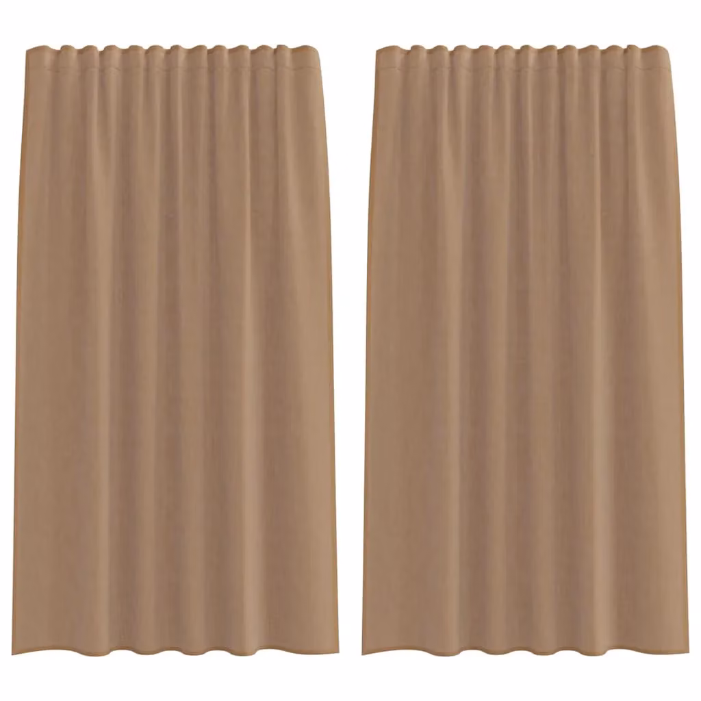 Berkfield Home Plain Transparent Voile Fabric Curtains with Rod Pockets, 2 Pack, Brown – 2