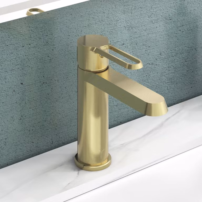 Royal Bathrooms Noble Round Mono Basin Mixer Tap in Brushed Brass