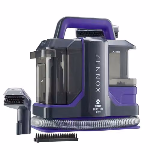 Cooks Professional Zennox Spot Buster Pet Carpet and Upholstery Cleaner, 750W Portable Handheld Cleaning Tool in Purple and Grey with 1.85L Tank – 4