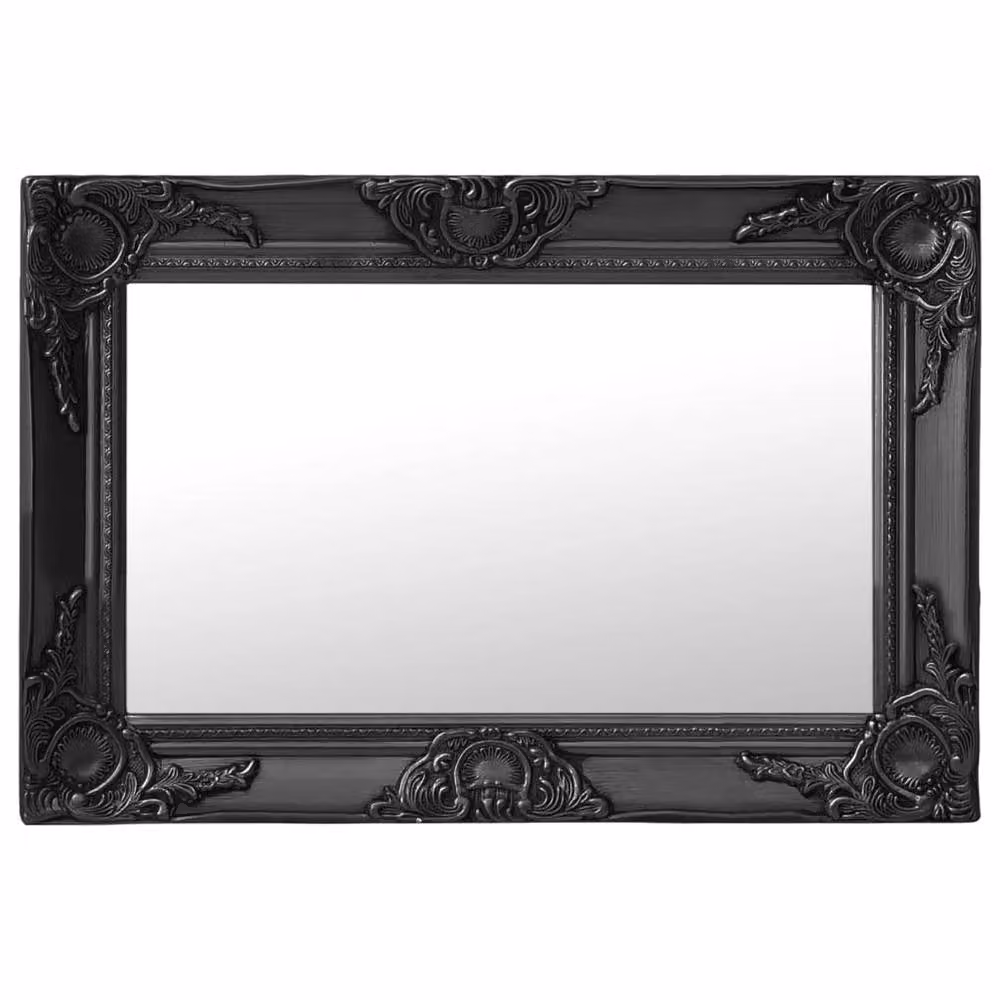 Berkfield Home Baroque Style Rectangular Wall Mirror in Black, W: 60 cm, H: 40 cm – 1