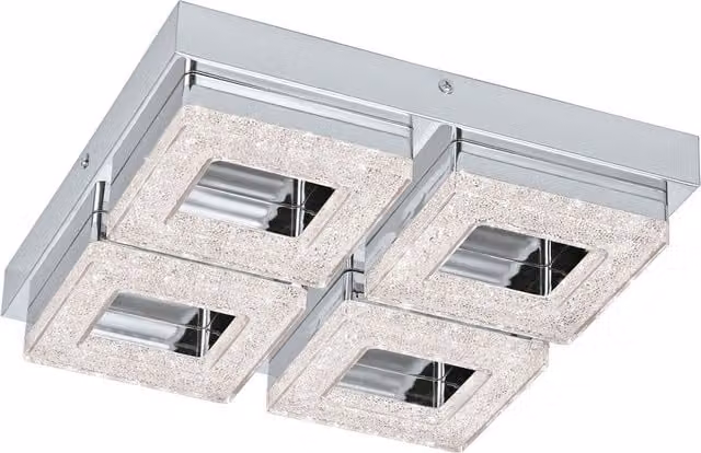 Loops Modern Chrome Wall and Ceiling Flush Light with Crystal Plastic Shade and LED Bulbs