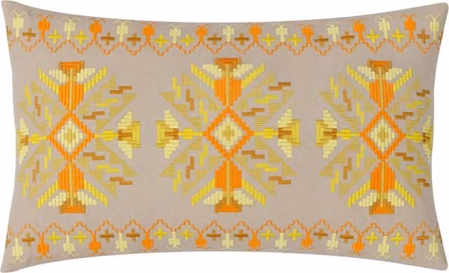 Make It A Home Kalina Yellow Floral Embroidered Rectangular Cushion