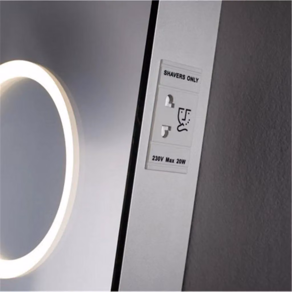 Clifton LED Bathroom Wall Mirror with Touch Sensor in Sand, Height: 80 cm, Depth: 5.5 cm – 3