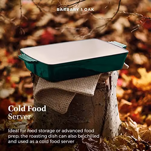 Tower Cast Iron Rectangular Roaster with Enamel Interior, 39 cm, Green – 5