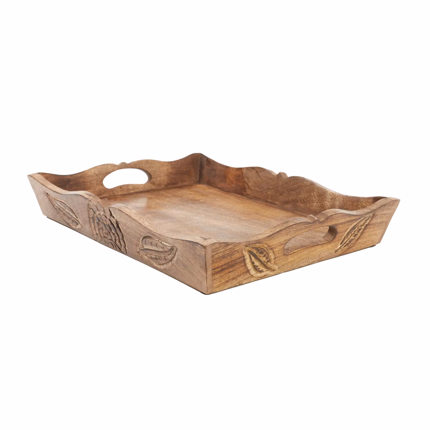 Paper High Natural Mango Wood Rectangular Tea Tray, Brown, W/D/H: 38 x 30 x 6 cm – 3