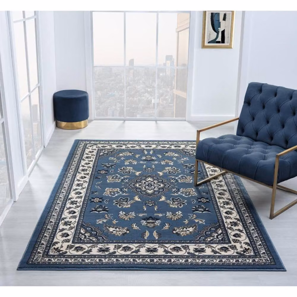 HMC Rug Collection Traditional Sherborne Heatset Rug in Blue and Multicolour, W: 200 cm, L: 290 cm – 2