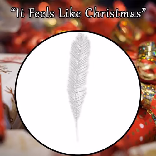 VFM e-Store Glitter Fern Christmas Decoration Ornament, White, 58cm – 4