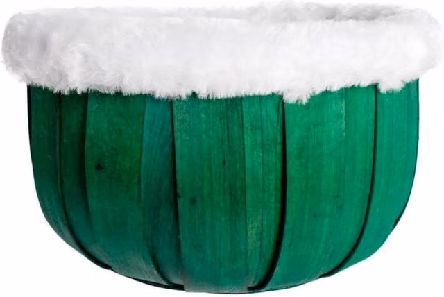 KDMD Modern Round Green Tabletop Planter with Fur Trim Baskets – 1