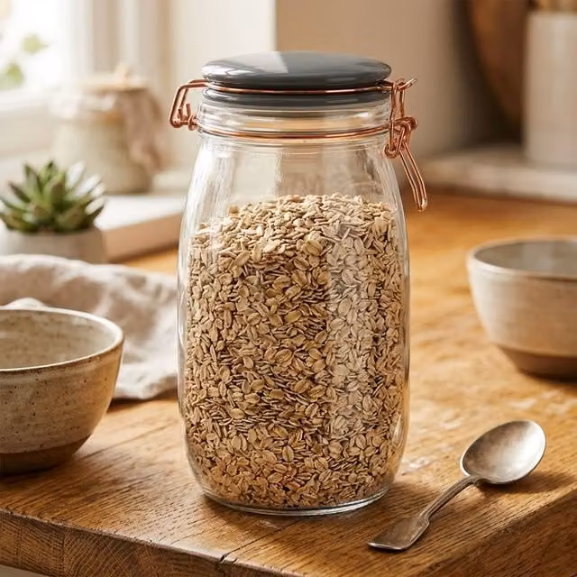 Orsina Retro Grey Glass Jar with Airtight Clip Lid and Silicone Seal, 1500 ml – 2