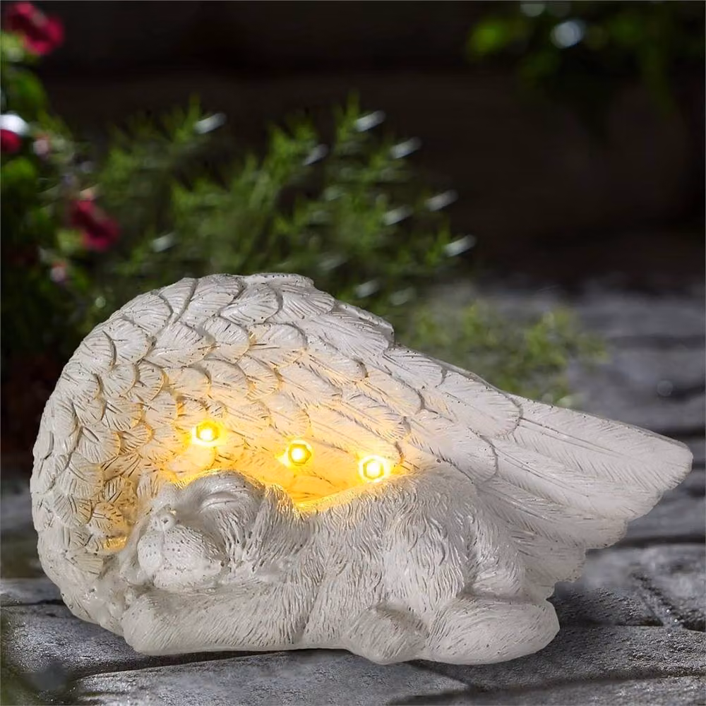 NESTLUNE Solar LED Pet Dog Memorial Garden Light in Light Grey – 3