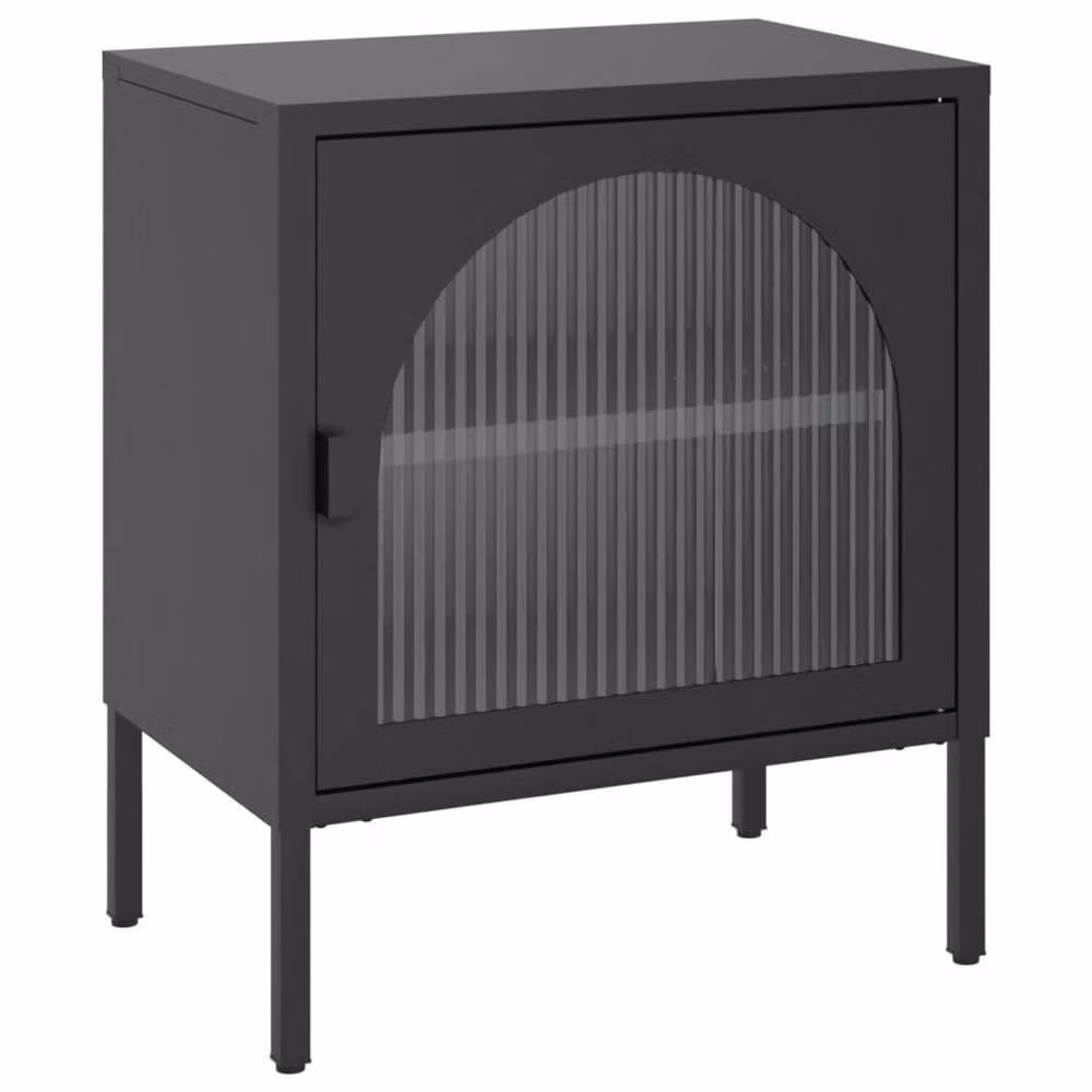 Berkfield Home Set of 2 Modern Black Nightstands with Glass and Metal, W/D/H: 50 x 35 x 60 cm – 2