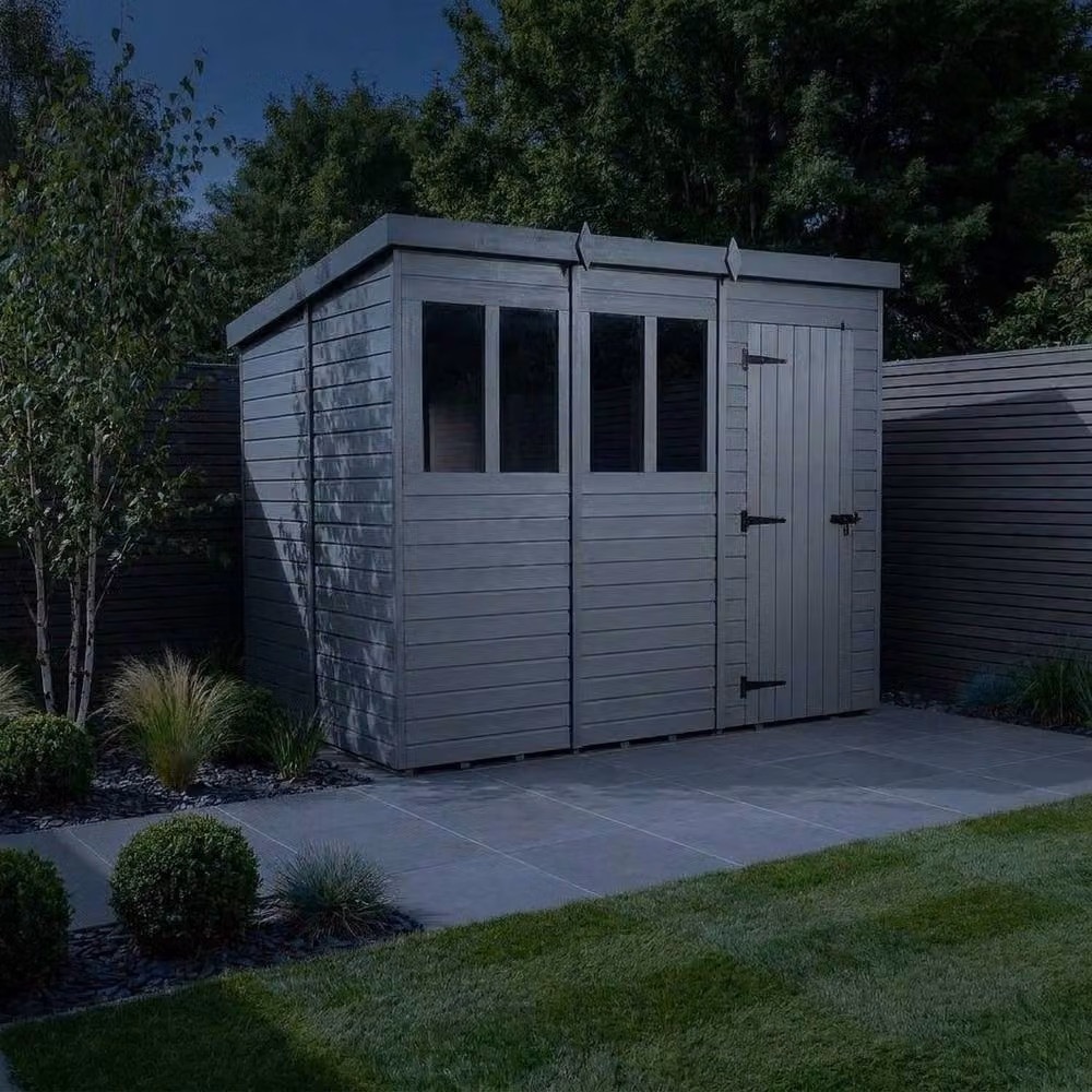 Buttercup Farm Grey Composite Pent Garden Shed with Single Door and Windows W/D/H: 457.2 x 304.8 x 210 cm – 3