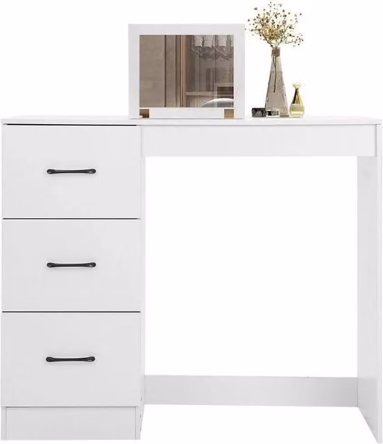 Nordara White 3-Drawer Modern Makeup Dressing Table