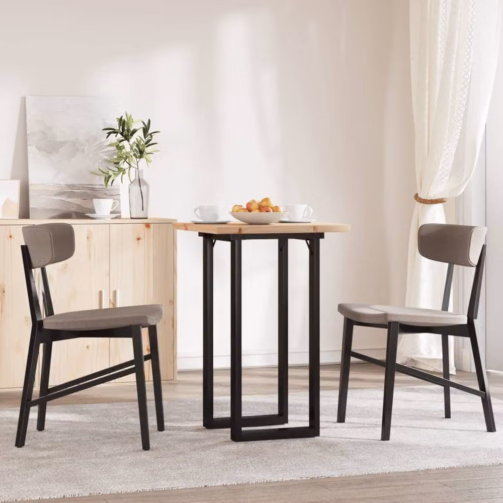 Berkfield Home O-Frame Square Dining Table in Brown Solid Pine and Steel, W/D/H: 50 x 50 x 75.5 cm – 3