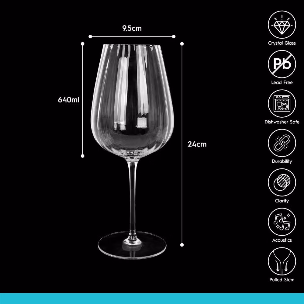 Argon Tableware Kensington Optic Crystal Red Wine Glasses, 640ml, Pack of 24, Transparent – 4