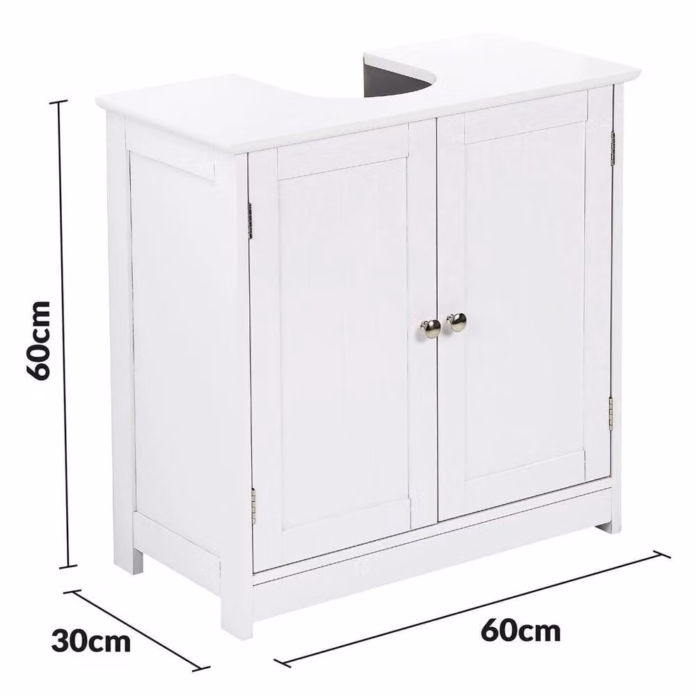 EONLION White Freestanding Bathroom Under Sink Cabinet with Internal Shelves and Hinged Doors, W/D/H: 50.5 x 26.5 x 53.0 cm – 2
