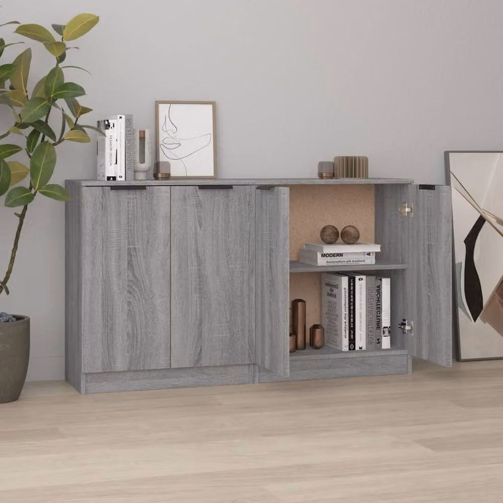 Berkfield Home Set of 2 Modern Grey Sonoma Sideboards, W/D/H: 60 x 30 x 70 cm – 1