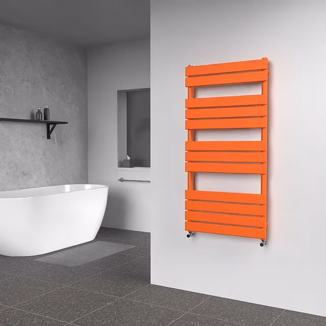 Lux Heat Flat Coloured Towel Radiator in Orange, W: 60.0 cm, H: 120.0 cm