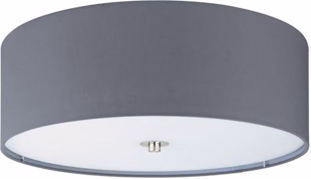 Eglo Pasteri Grey Fabric and Glass Flush Ceiling Light, Diameter: 47.5 cm