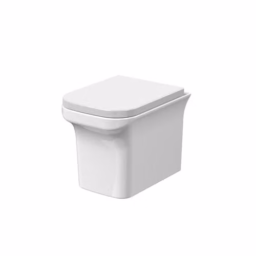 nuie NCG540 Ava Modern Wall Hung Square Ceramic Toilet Pan with Soft Close Sandwich Seat, White, W: 35.5 cm, D: 53.5 cm, H: 39 cm