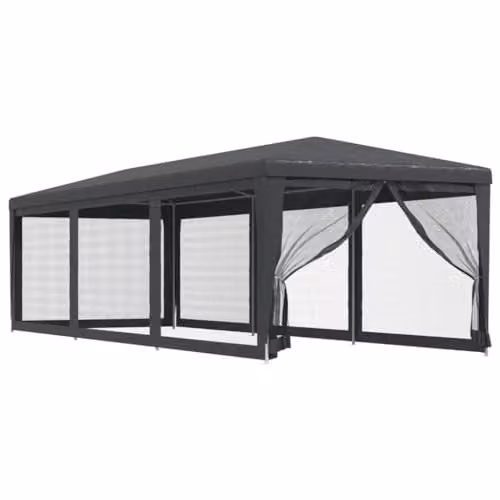 vidaXL Party Tent with 8 Mesh Sidewalls, Anthracite, W: 9 m, D: 3 m, H: 2.58 m – 1