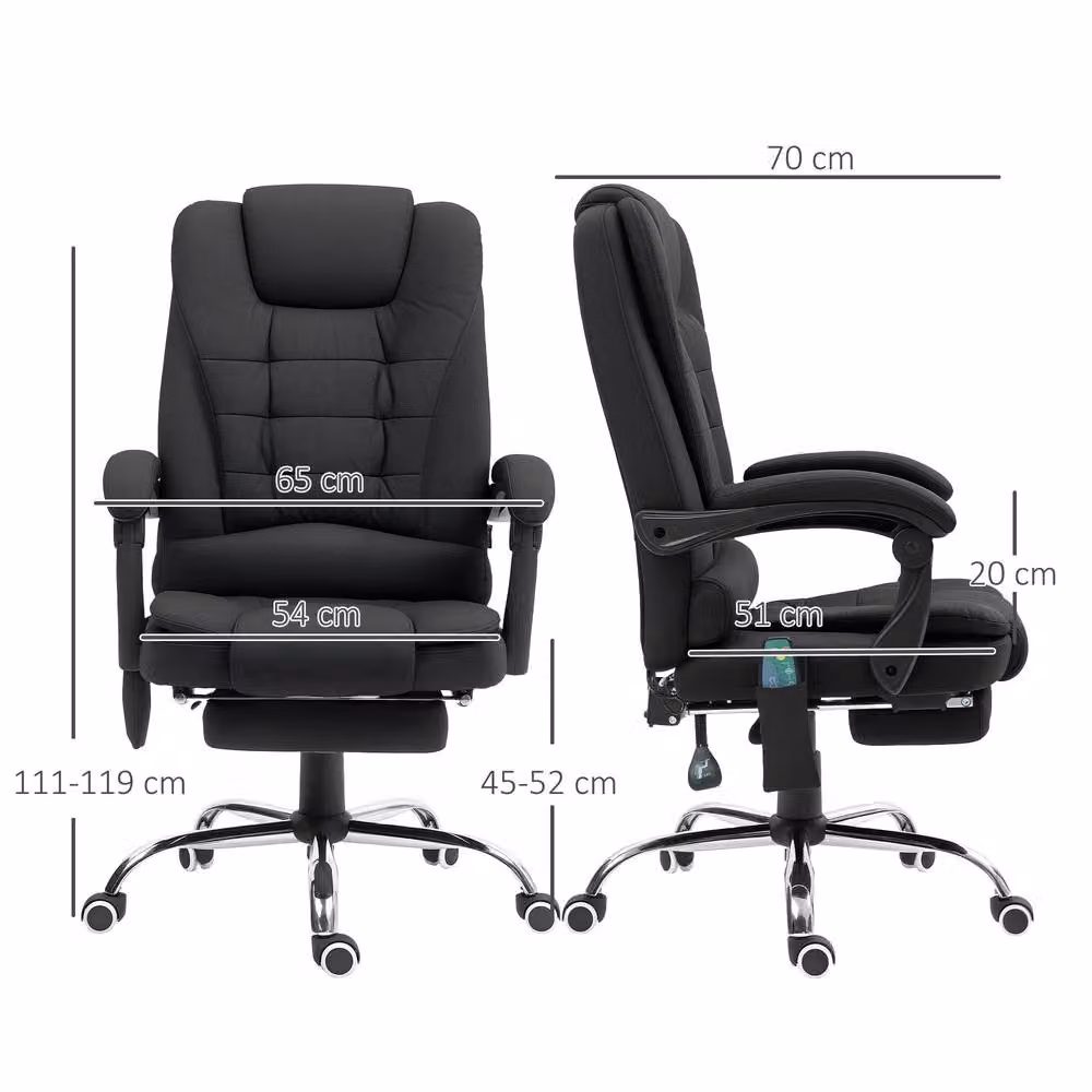 STILVORA Black Executive Massage Office Chair with Reclining Back, Footrest and Headrest – 3