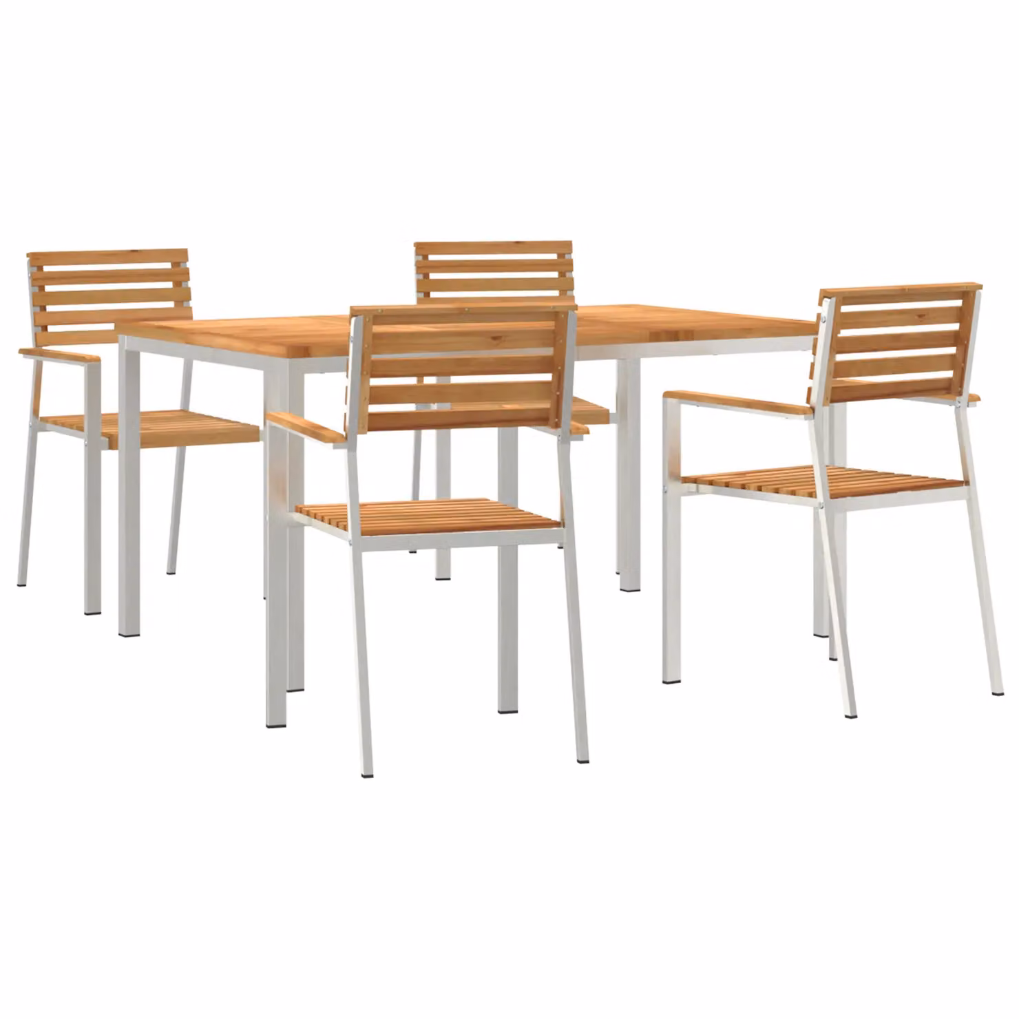 Berkfield Home 5 Piece Garden Dining Set in Brown Solid Teak Wood and Steel – 2
