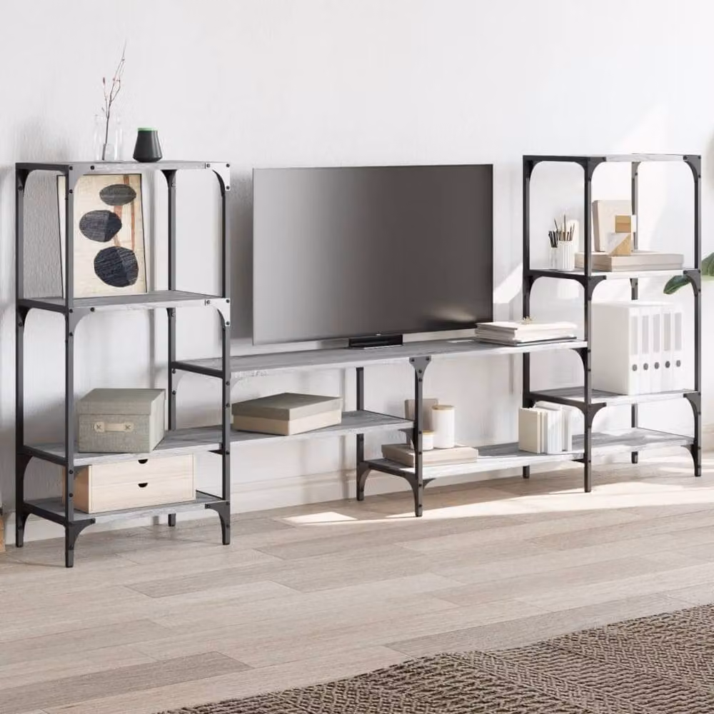 Berkfield Home TV Cabinet in Grey Sonoma, W: 206.5 cm, D: 28.5 cm, H: 95 cm – 2