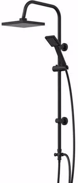 NESTLUNE Matt Black Waterfall Bath and Shower Mixer Kit with Overhead Rain Shower and Handheld Shower
