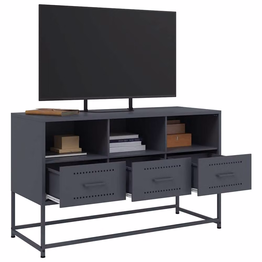 Berkfield Home Industrial Metal TV Cabinet in Anthracite Grey, W/D/H: 100.5 x 39 x 60.5 cm – 3
