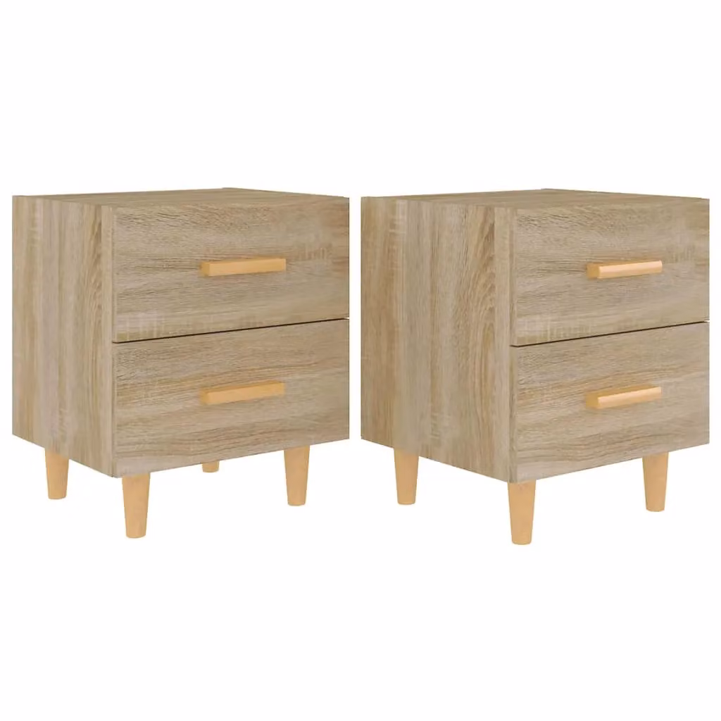 Berkfield Home Set of 2 Bedside Cabinets in Sonoma Oak Brown, W: 40 cm, D: 35 cm, H: 47.5 cm – 2