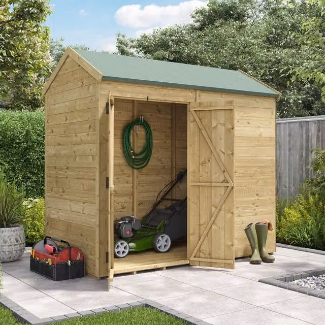 BillyOh Switch Tongue and Groove Apex Wooden Shed in Brown, Windowless, 15mm Thickness, W: 243.84 cm, D: 283.22 cm
